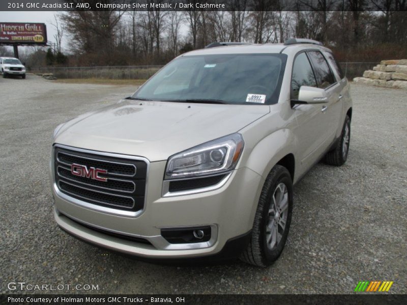 Champagne Silver Metallic / Dark Cashmere 2014 GMC Acadia SLT AWD