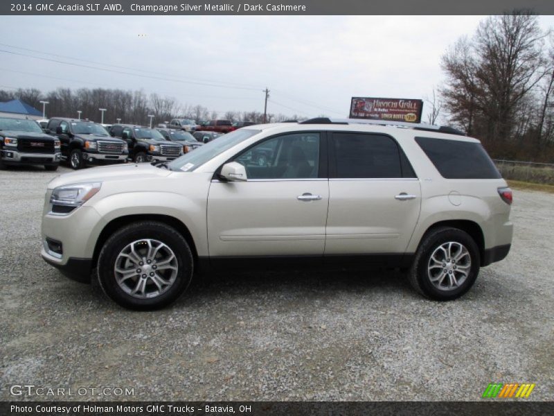 Champagne Silver Metallic / Dark Cashmere 2014 GMC Acadia SLT AWD
