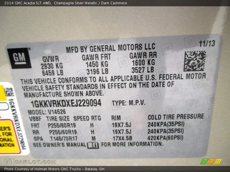Champagne Silver Metallic / Dark Cashmere 2014 GMC Acadia SLT AWD