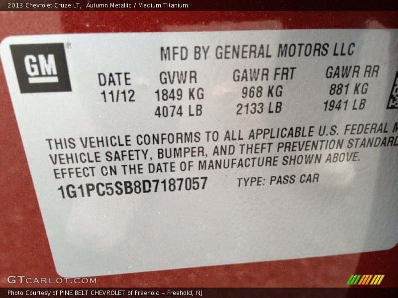 Autumn Metallic / Medium Titanium 2013 Chevrolet Cruze LT