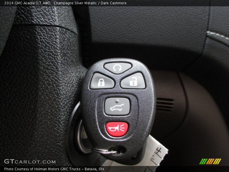 Champagne Silver Metallic / Dark Cashmere 2014 GMC Acadia SLT AWD