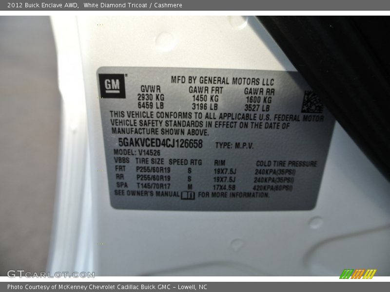 White Diamond Tricoat / Cashmere 2012 Buick Enclave AWD