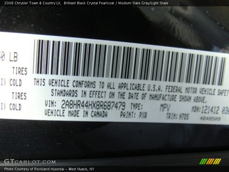 Brilliant Black Crystal Pearlcoat / Medium Slate Gray/Light Shale 2008 Chrysler Town & Country LX