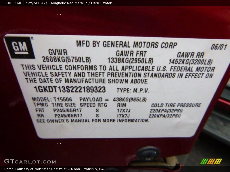 Magnetic Red Metallic / Dark Pewter 2002 GMC Envoy SLT 4x4