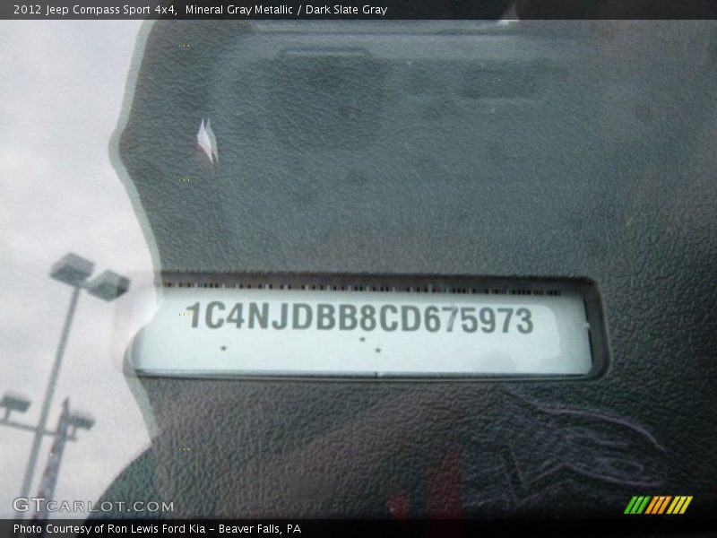 Mineral Gray Metallic / Dark Slate Gray 2012 Jeep Compass Sport 4x4
