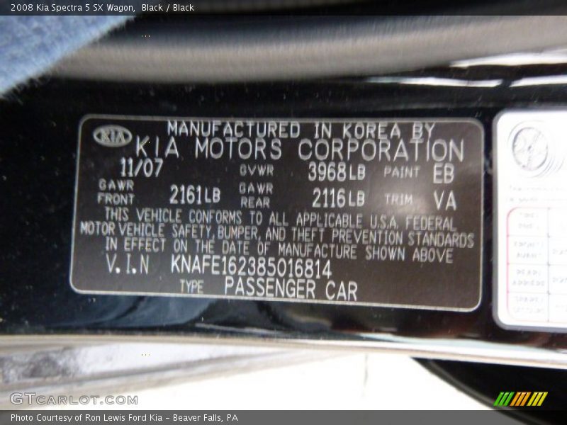 Black / Black 2008 Kia Spectra 5 SX Wagon