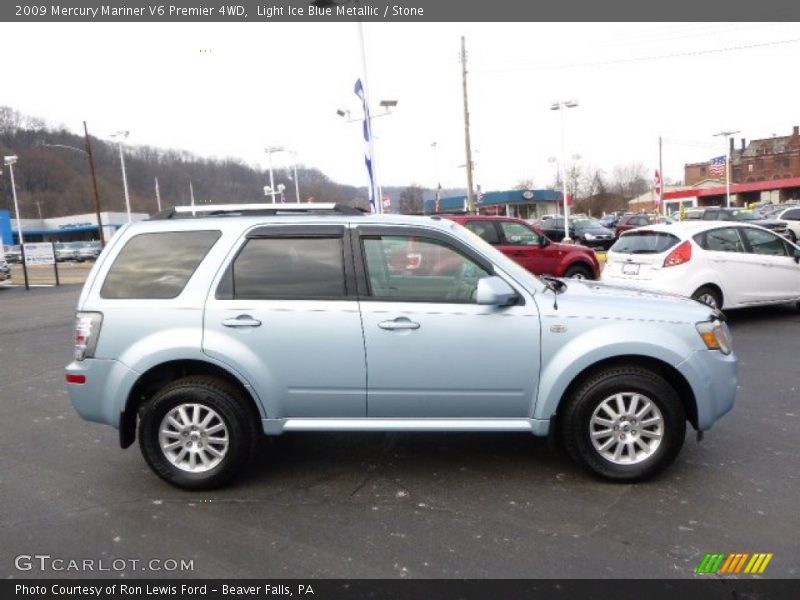 Light Ice Blue Metallic / Stone 2009 Mercury Mariner V6 Premier 4WD