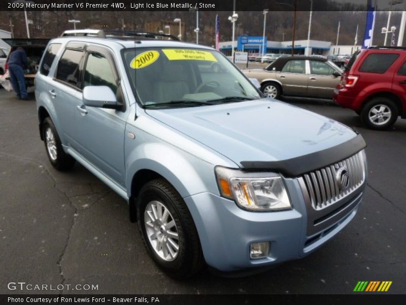 Light Ice Blue Metallic / Stone 2009 Mercury Mariner V6 Premier 4WD