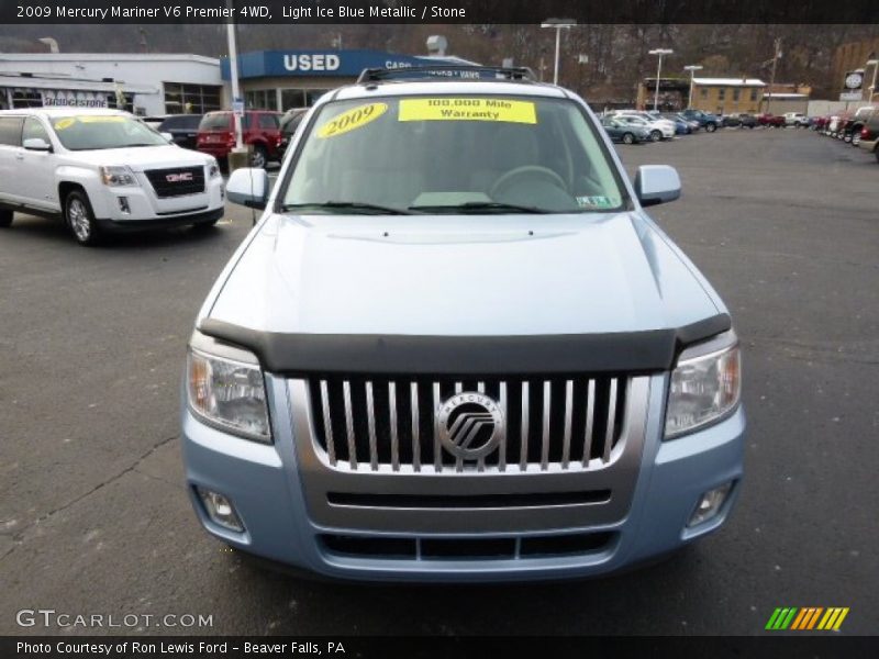 Light Ice Blue Metallic / Stone 2009 Mercury Mariner V6 Premier 4WD