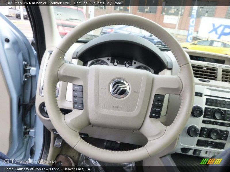 Light Ice Blue Metallic / Stone 2009 Mercury Mariner V6 Premier 4WD