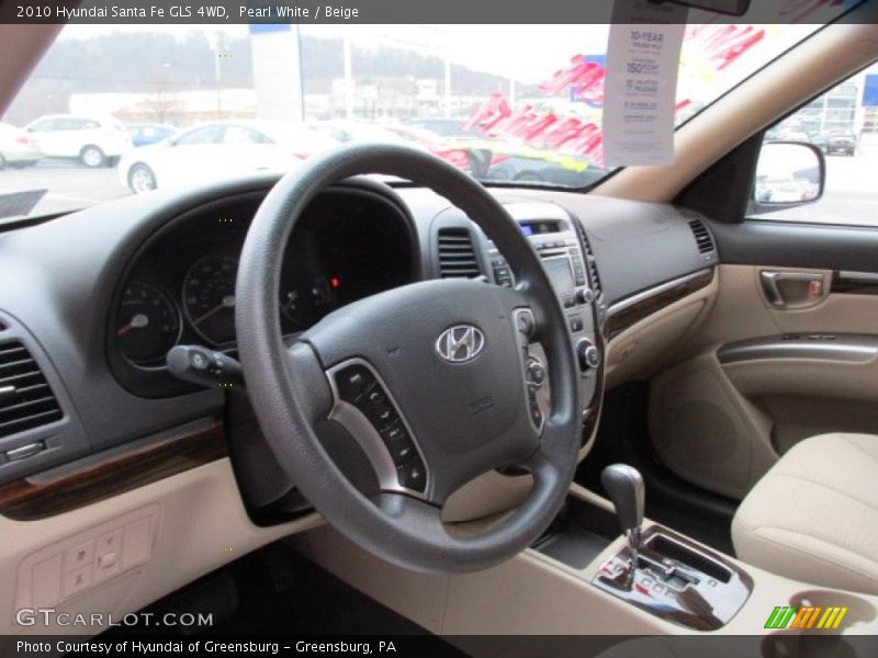 Pearl White / Beige 2010 Hyundai Santa Fe GLS 4WD