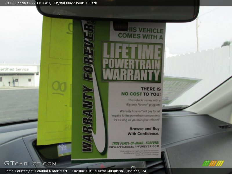 Crystal Black Pearl / Black 2012 Honda CR-V LX 4WD
