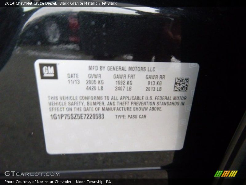 Black Granite Metallic / Jet Black 2014 Chevrolet Cruze Diesel