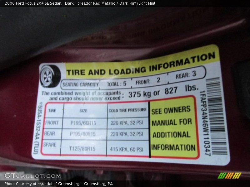 Dark Toreador Red Metallic / Dark Flint/Light Flint 2006 Ford Focus ZX4 SE Sedan