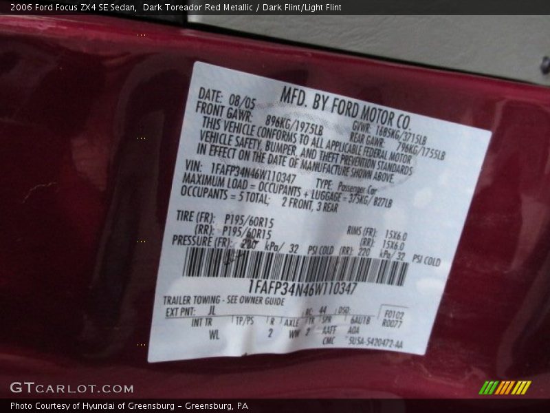 Dark Toreador Red Metallic / Dark Flint/Light Flint 2006 Ford Focus ZX4 SE Sedan