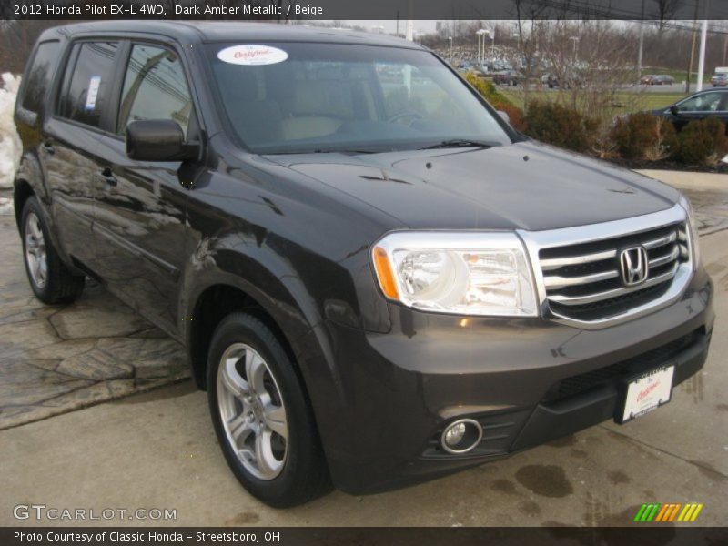 Dark Amber Metallic / Beige 2012 Honda Pilot EX-L 4WD