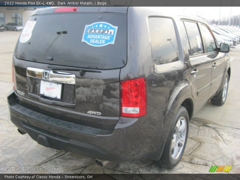 Dark Amber Metallic / Beige 2012 Honda Pilot EX-L 4WD