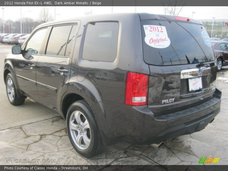 Dark Amber Metallic / Beige 2012 Honda Pilot EX-L 4WD