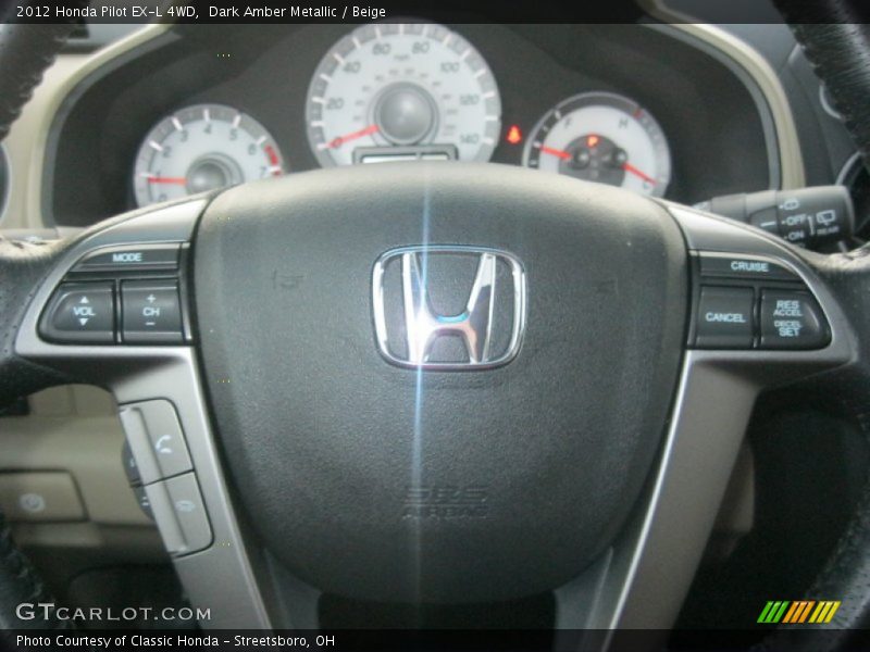 Dark Amber Metallic / Beige 2012 Honda Pilot EX-L 4WD