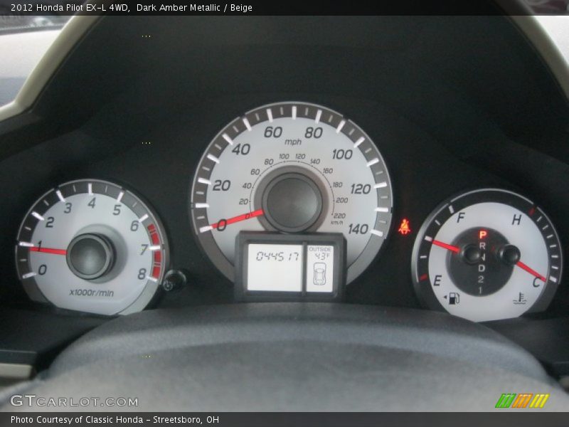 Dark Amber Metallic / Beige 2012 Honda Pilot EX-L 4WD