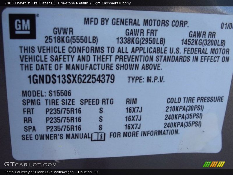 Graystone Metallic / Light Cashmere/Ebony 2006 Chevrolet TrailBlazer LS