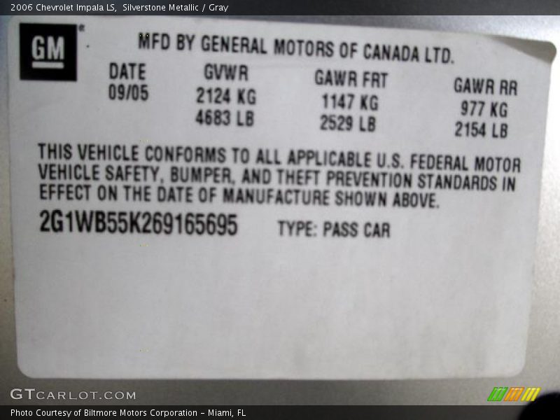 Silverstone Metallic / Gray 2006 Chevrolet Impala LS