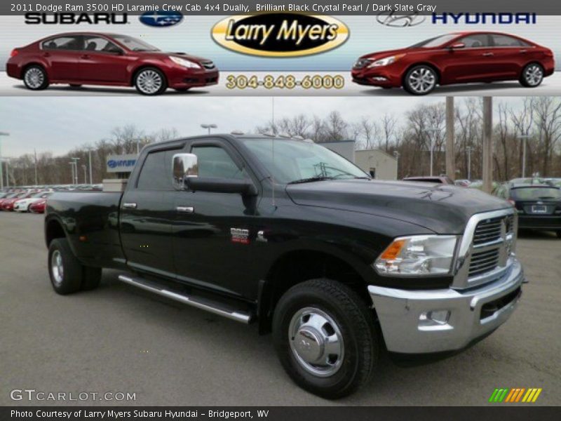 Brilliant Black Crystal Pearl / Dark Slate Gray 2011 Dodge Ram 3500 HD Laramie Crew Cab 4x4 Dually