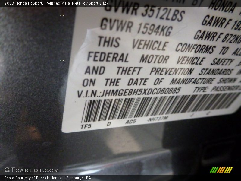 Polished Metal Metallic / Sport Black 2013 Honda Fit Sport