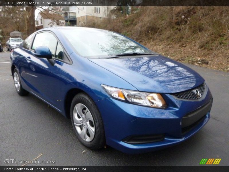 Dyno Blue Pearl / Gray 2013 Honda Civic LX Coupe