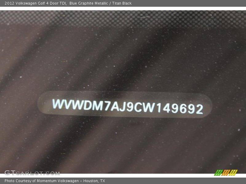 Blue Graphite Metallic / Titan Black 2012 Volkswagen Golf 4 Door TDI