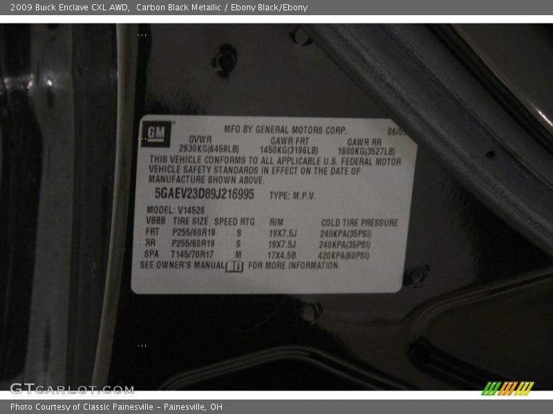 Carbon Black Metallic / Ebony Black/Ebony 2009 Buick Enclave CXL AWD