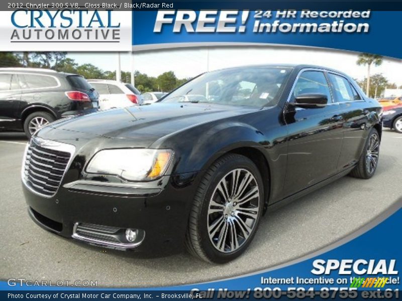 Gloss Black / Black/Radar Red 2012 Chrysler 300 S V8