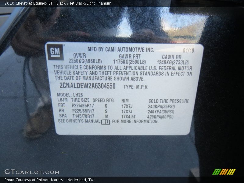 Black / Jet Black/Light Titanium 2010 Chevrolet Equinox LT