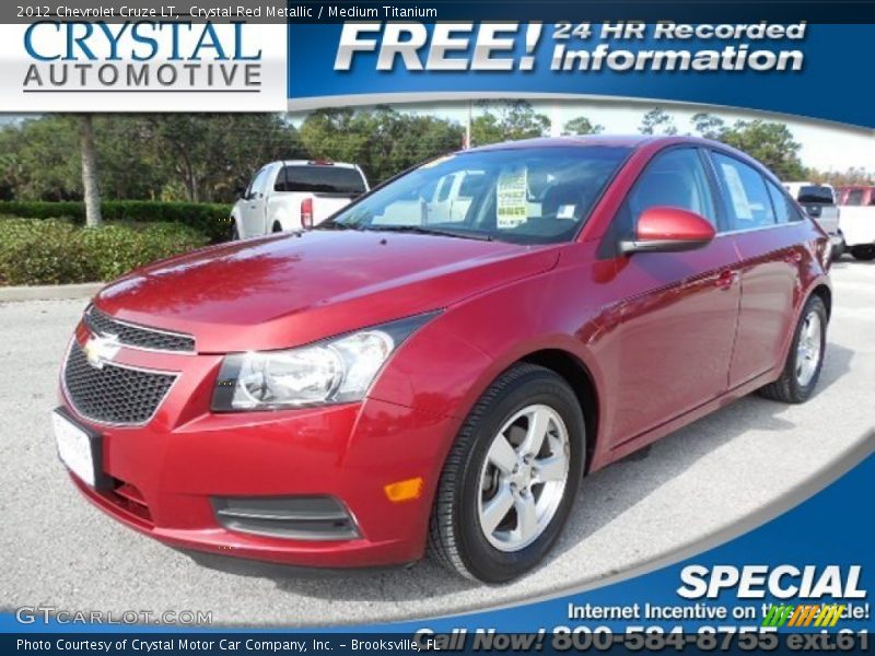 Crystal Red Metallic / Medium Titanium 2012 Chevrolet Cruze LT