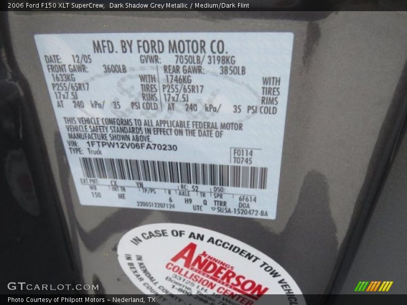 Dark Shadow Grey Metallic / Medium/Dark Flint 2006 Ford F150 XLT SuperCrew