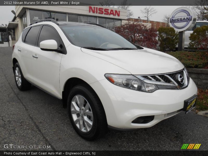 Pearl White / Beige 2012 Nissan Murano SV AWD