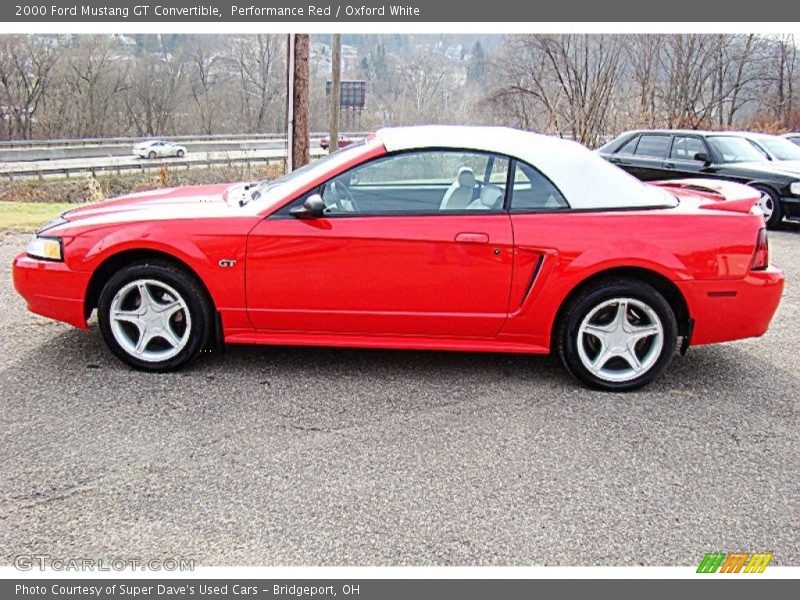 Performance Red / Oxford White 2000 Ford Mustang GT Convertible
