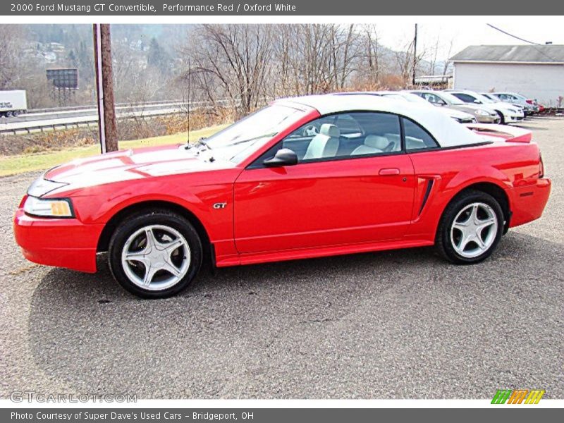 Performance Red / Oxford White 2000 Ford Mustang GT Convertible
