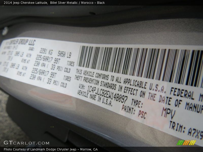 Billet Silver Metallic / Morocco - Black 2014 Jeep Cherokee Latitude