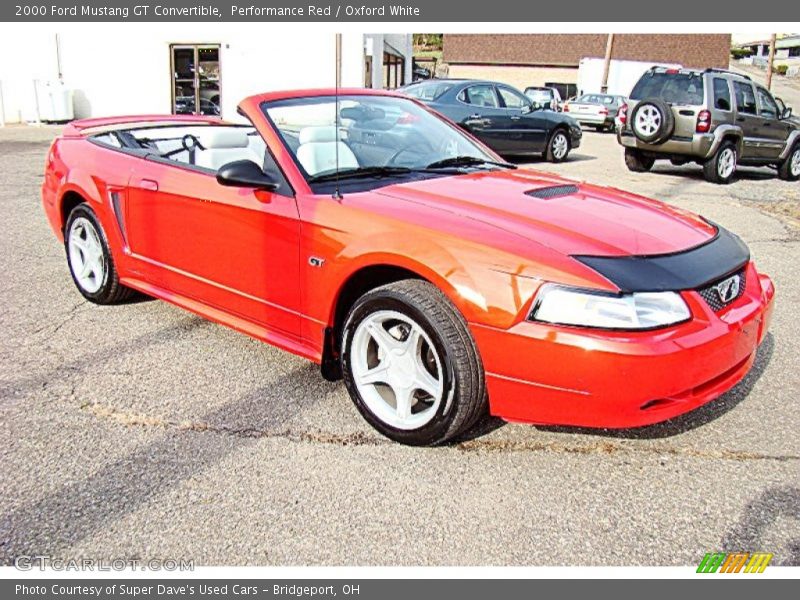 Performance Red / Oxford White 2000 Ford Mustang GT Convertible