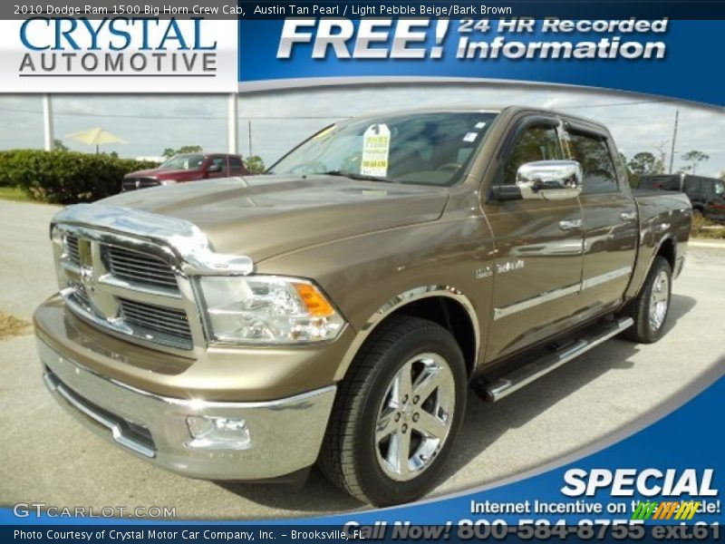 Austin Tan Pearl / Light Pebble Beige/Bark Brown 2010 Dodge Ram 1500 Big Horn Crew Cab