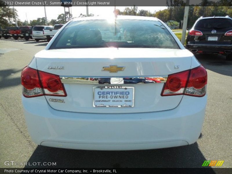 Summit White / Cocoa/Light Neutral 2012 Chevrolet Cruze LT