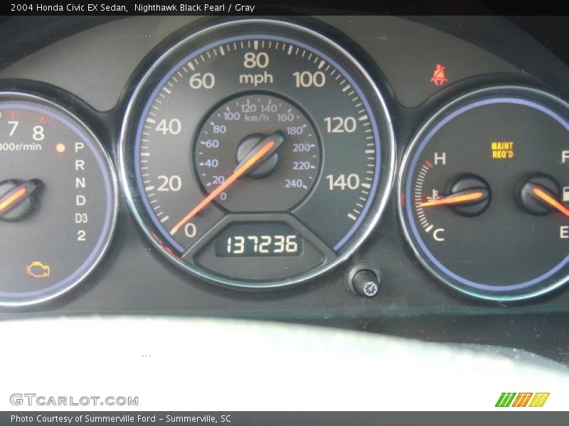 Nighthawk Black Pearl / Gray 2004 Honda Civic EX Sedan