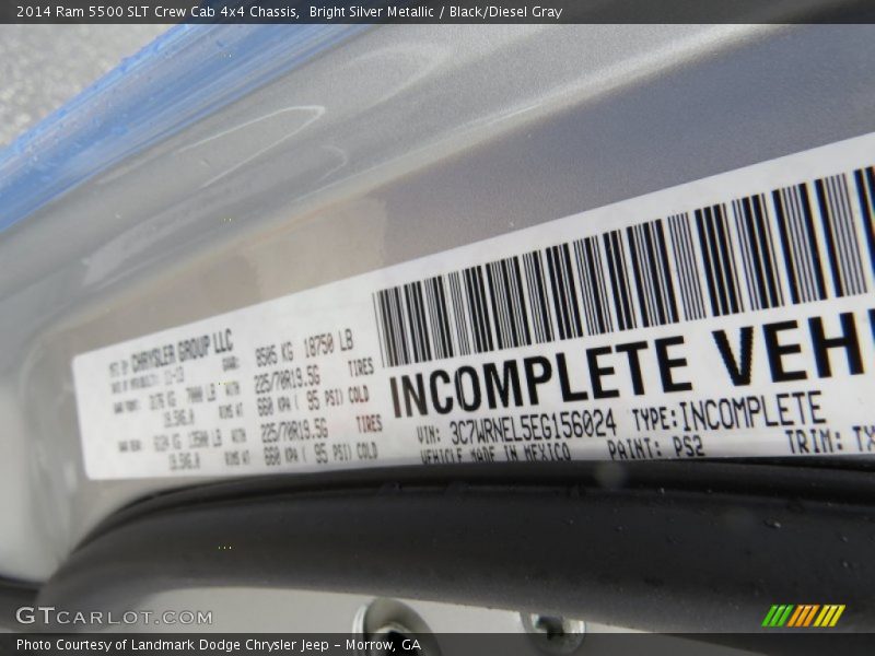 2014 5500 SLT Crew Cab 4x4 Chassis Bright Silver Metallic Color Code PS2