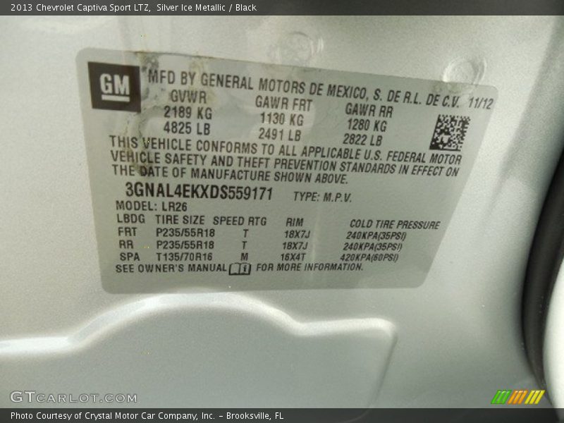 Silver Ice Metallic / Black 2013 Chevrolet Captiva Sport LTZ