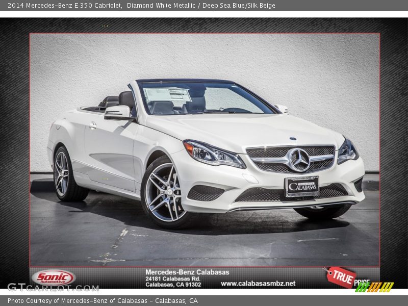 Diamond White Metallic / Deep Sea Blue/Silk Beige 2014 Mercedes-Benz E 350 Cabriolet