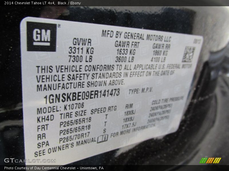 Black / Ebony 2014 Chevrolet Tahoe LT 4x4
