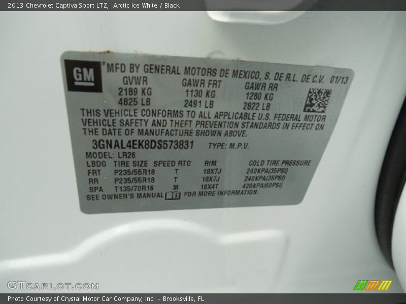 Arctic Ice White / Black 2013 Chevrolet Captiva Sport LTZ