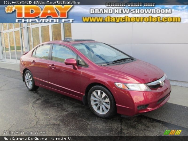 Tango Red Pearl / Beige 2011 Honda Civic EX-L Sedan