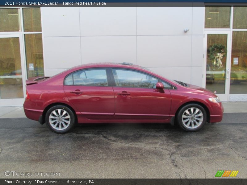 Tango Red Pearl / Beige 2011 Honda Civic EX-L Sedan